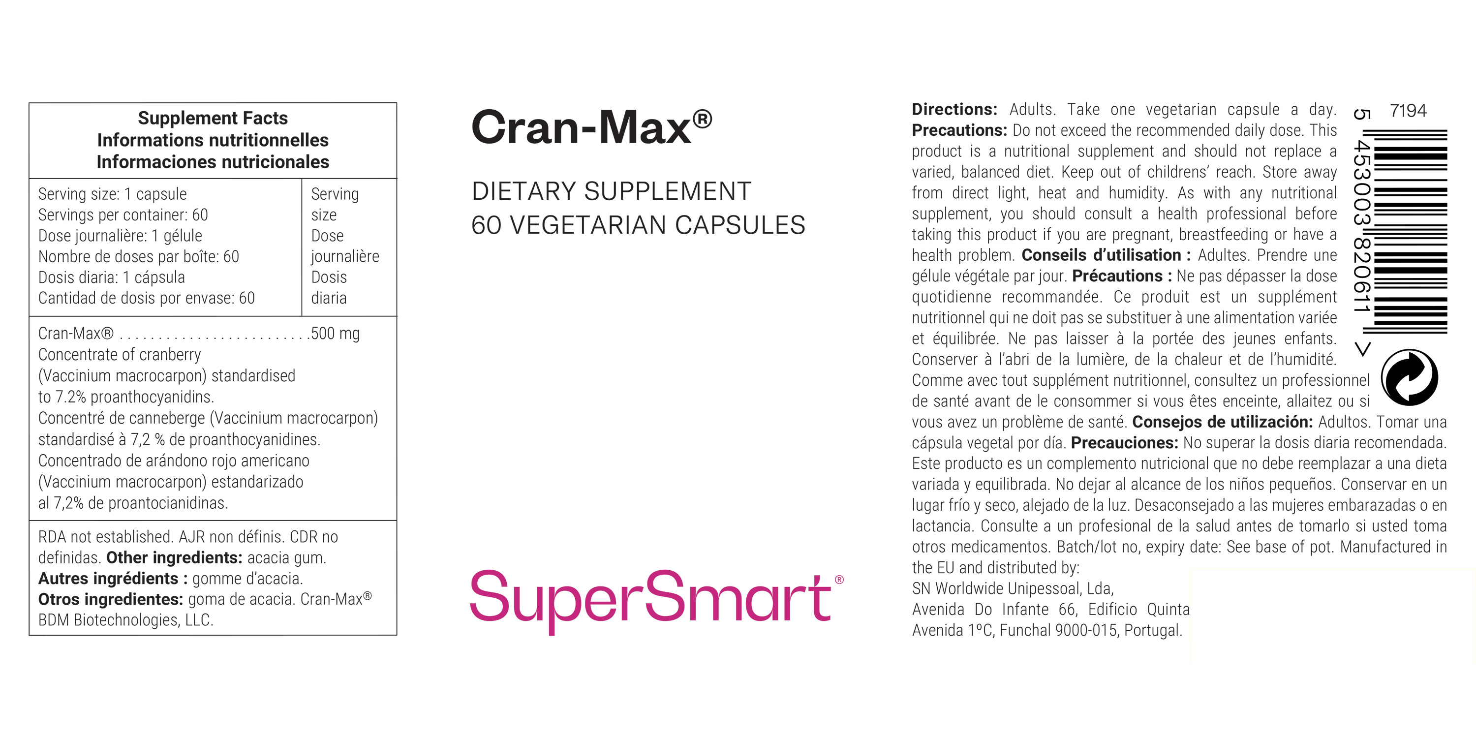 Complément alimentaire de canneberge contre la cystite