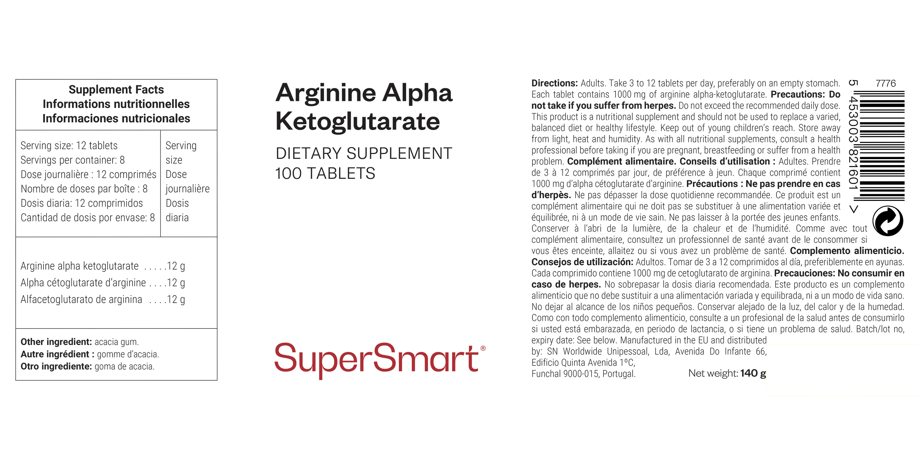 Complément alimentaire Arginine Alpha Ketoglutarate (AAKG)