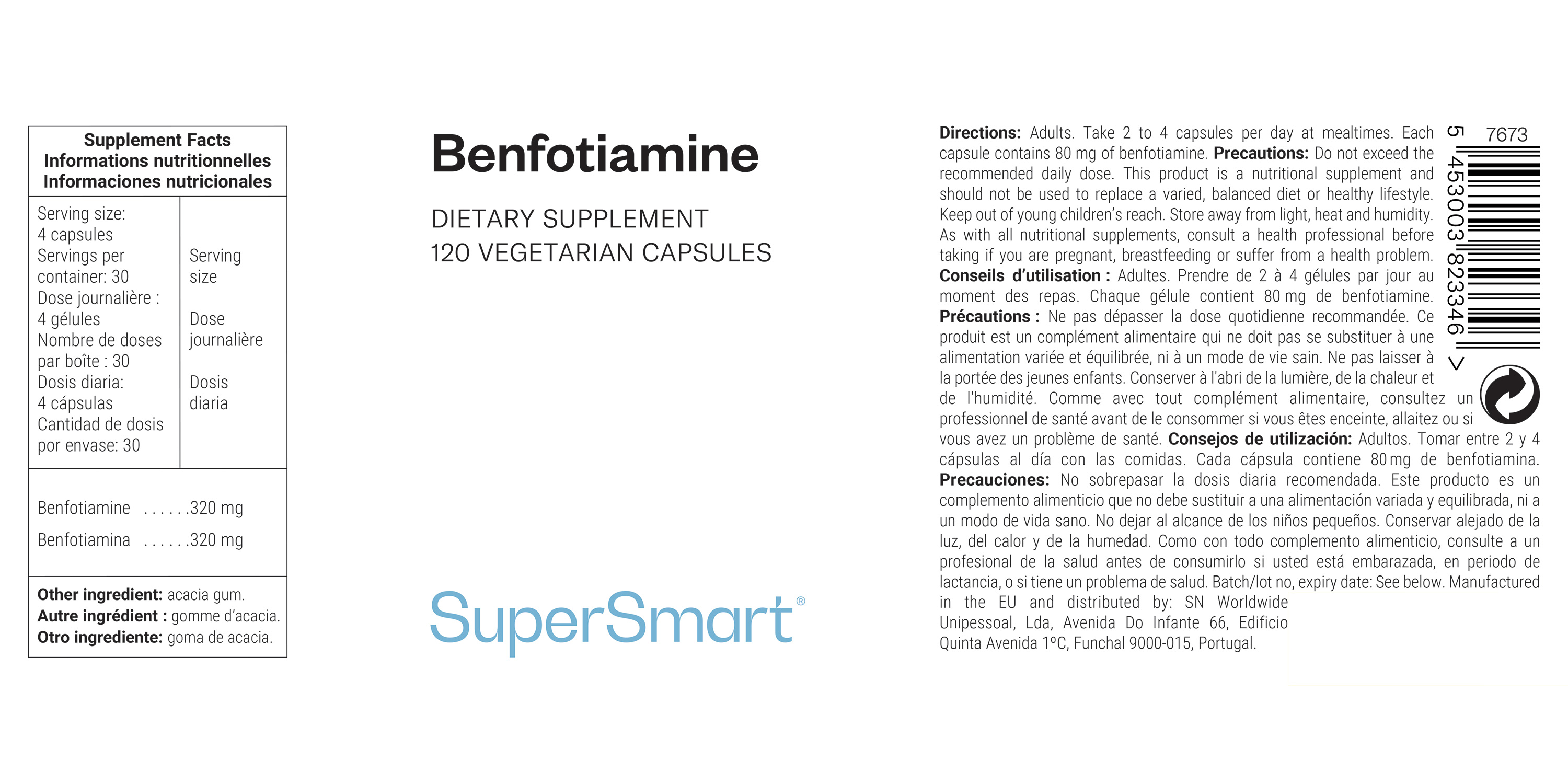 Complément alimentaire à base de benfotiamine, contribue au contrôle de la glycémie