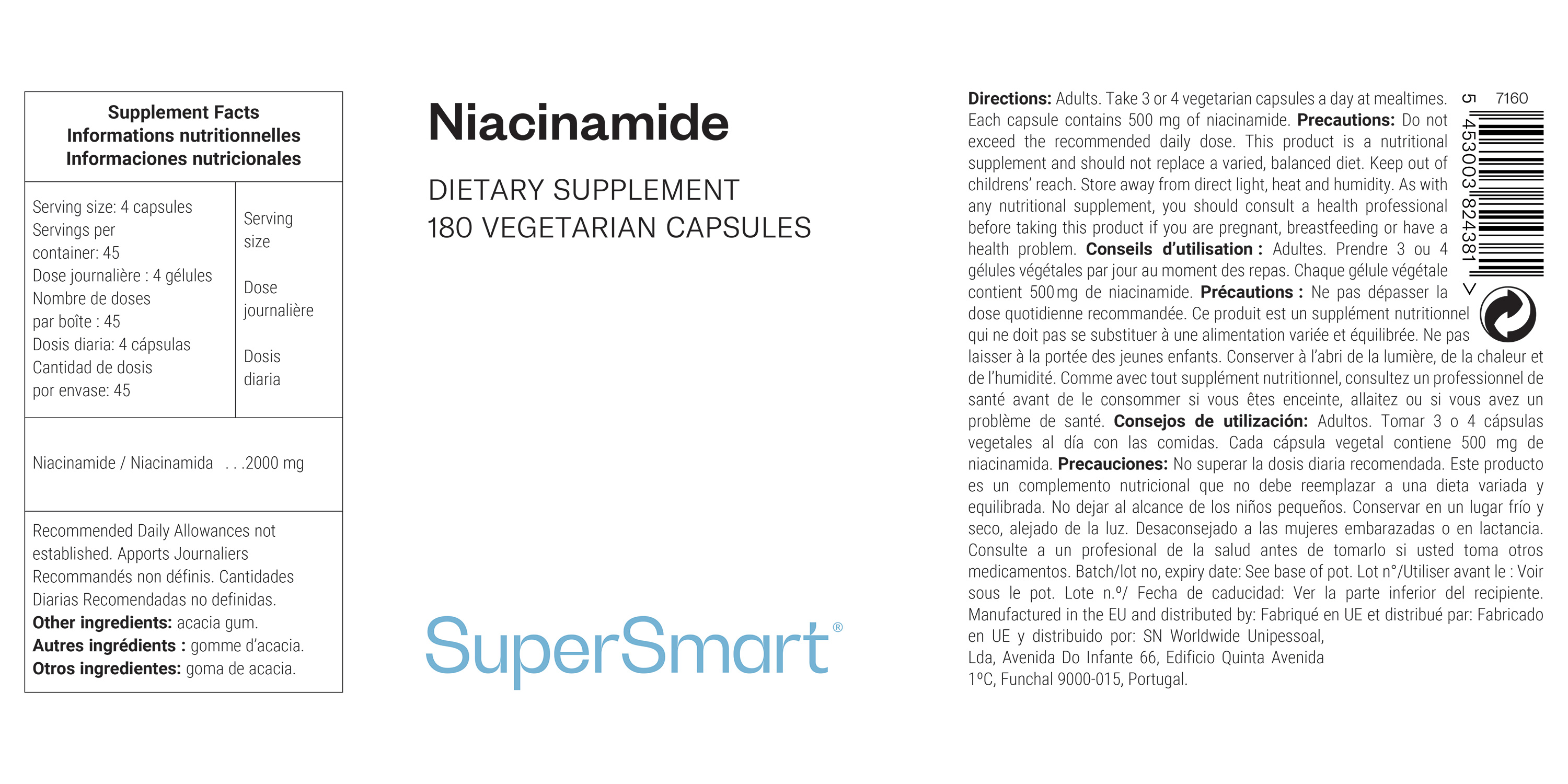 Complément alimentaire de niacinamide ou vitamine B3