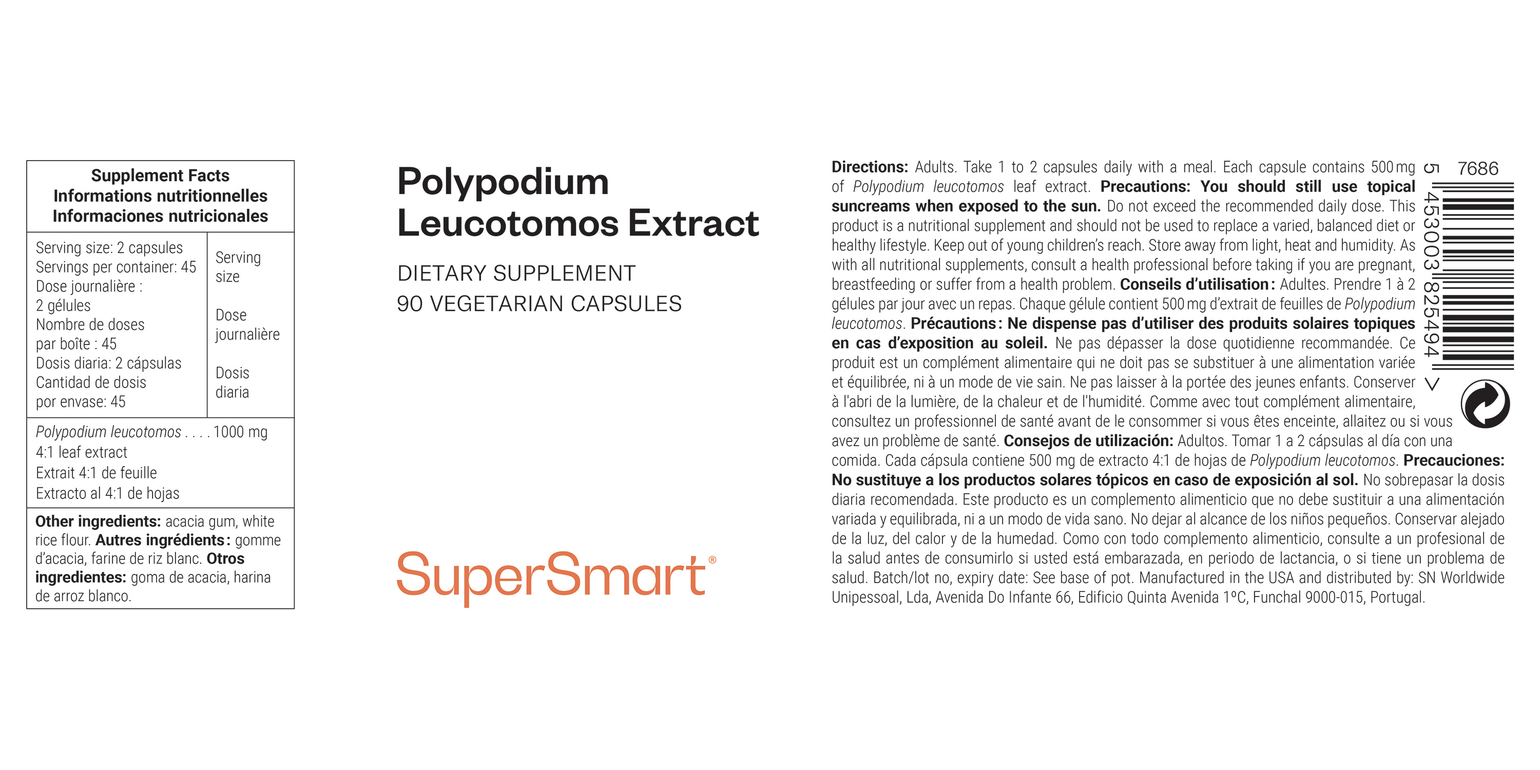 Polypodium leucotomos Extract supplément