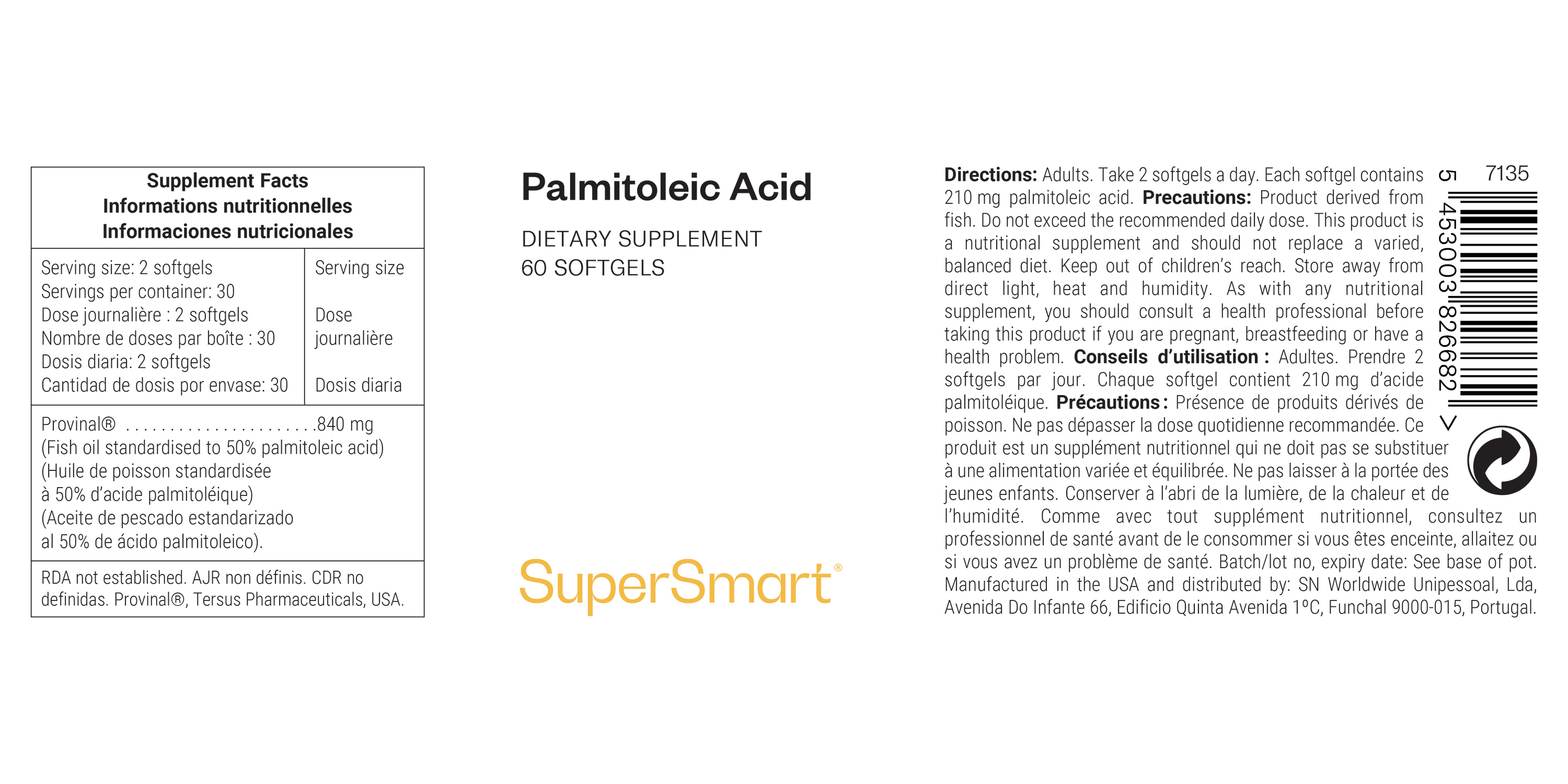 Complément alimentaire d’acide palmitoléique