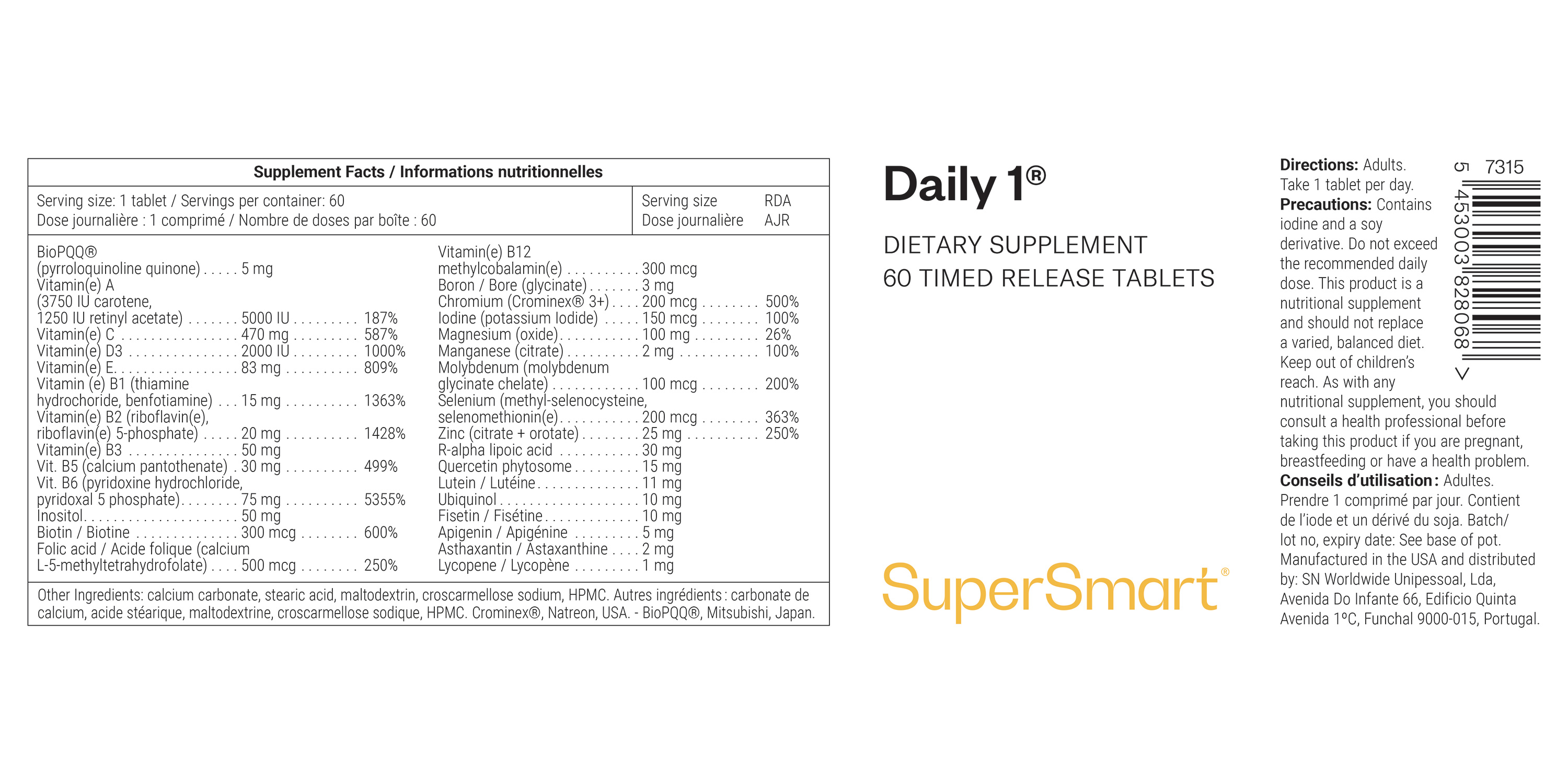 Complément alimentaire multivitaminé et antioxydant