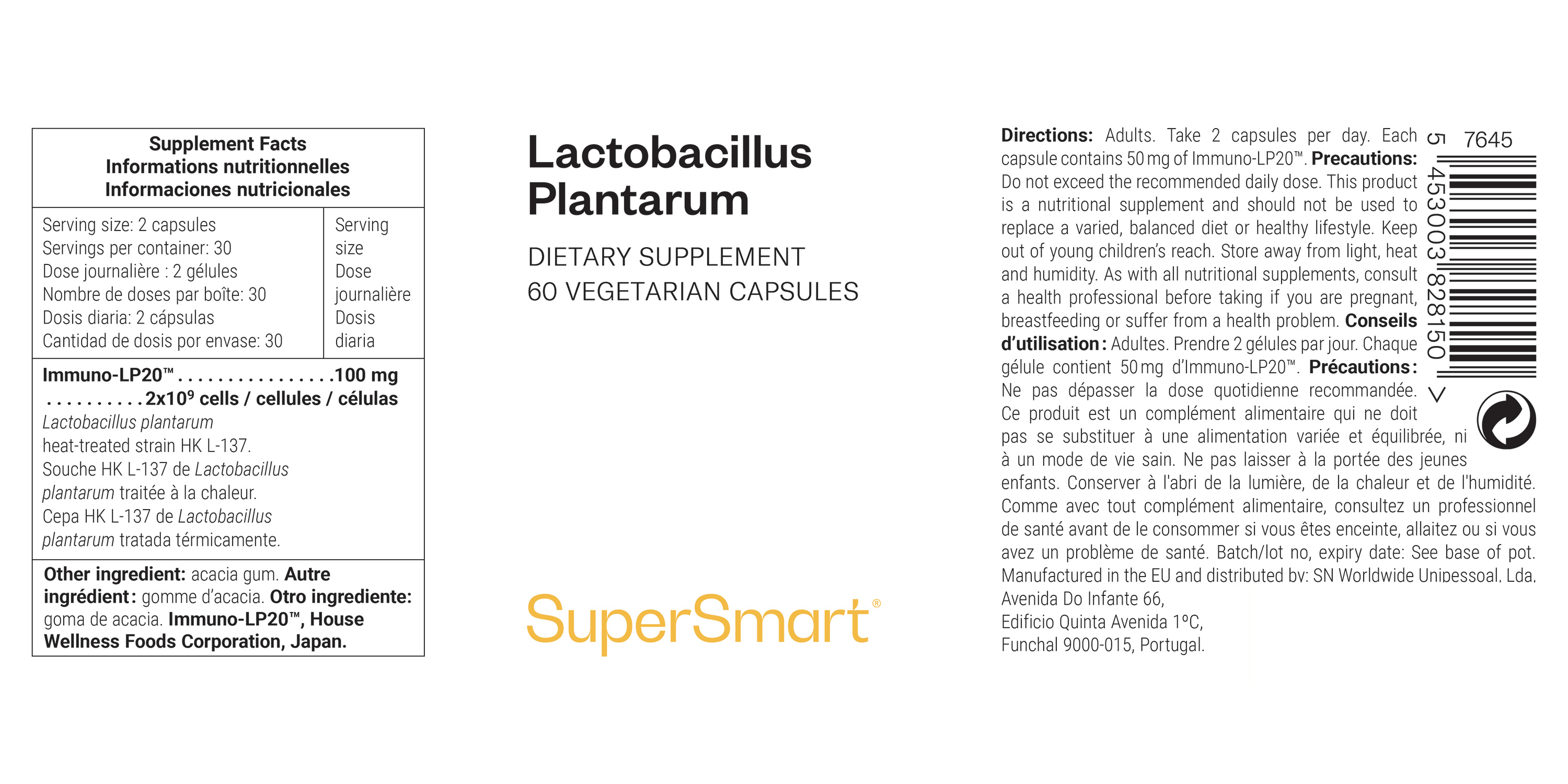 Probiotique de Lactobacillus plantarum HK L-137